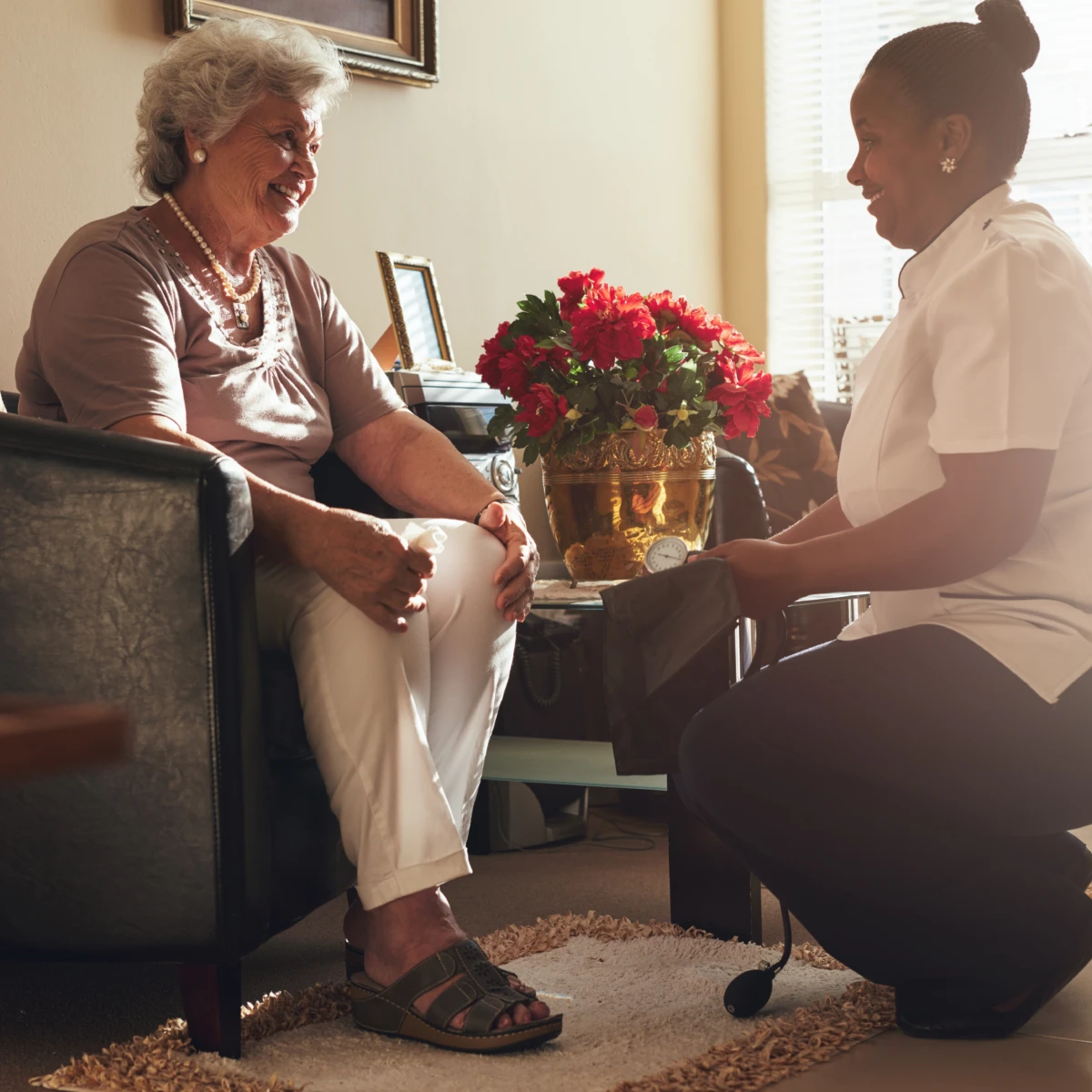 Carer Enjoying speaking with service user